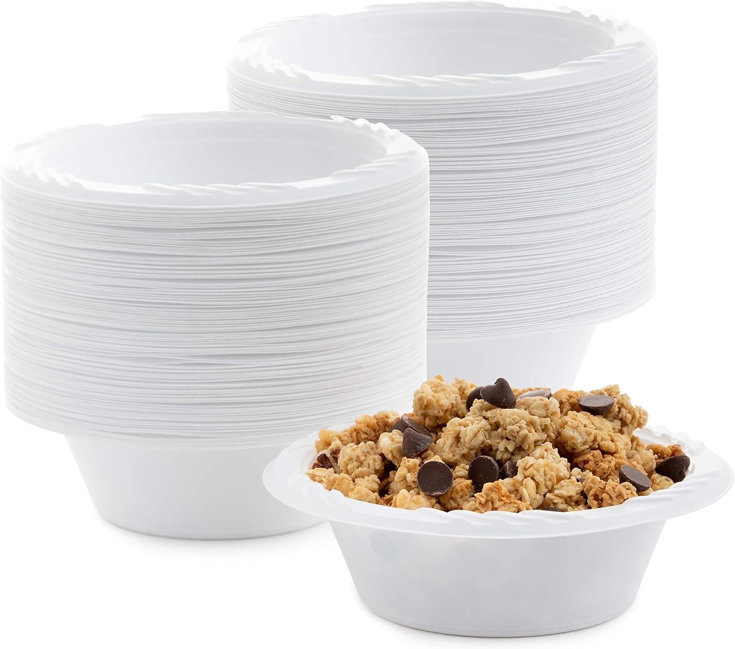 White Disposable Plastic Soup/Dessert Bowls, Can Use in Microwave