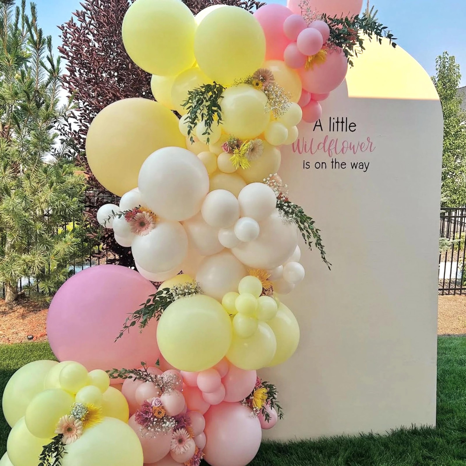 Pink and Yellow Balloon Arch Kit,150Pcs Pastel Pink Light Pink Yellow Sand Wh…
