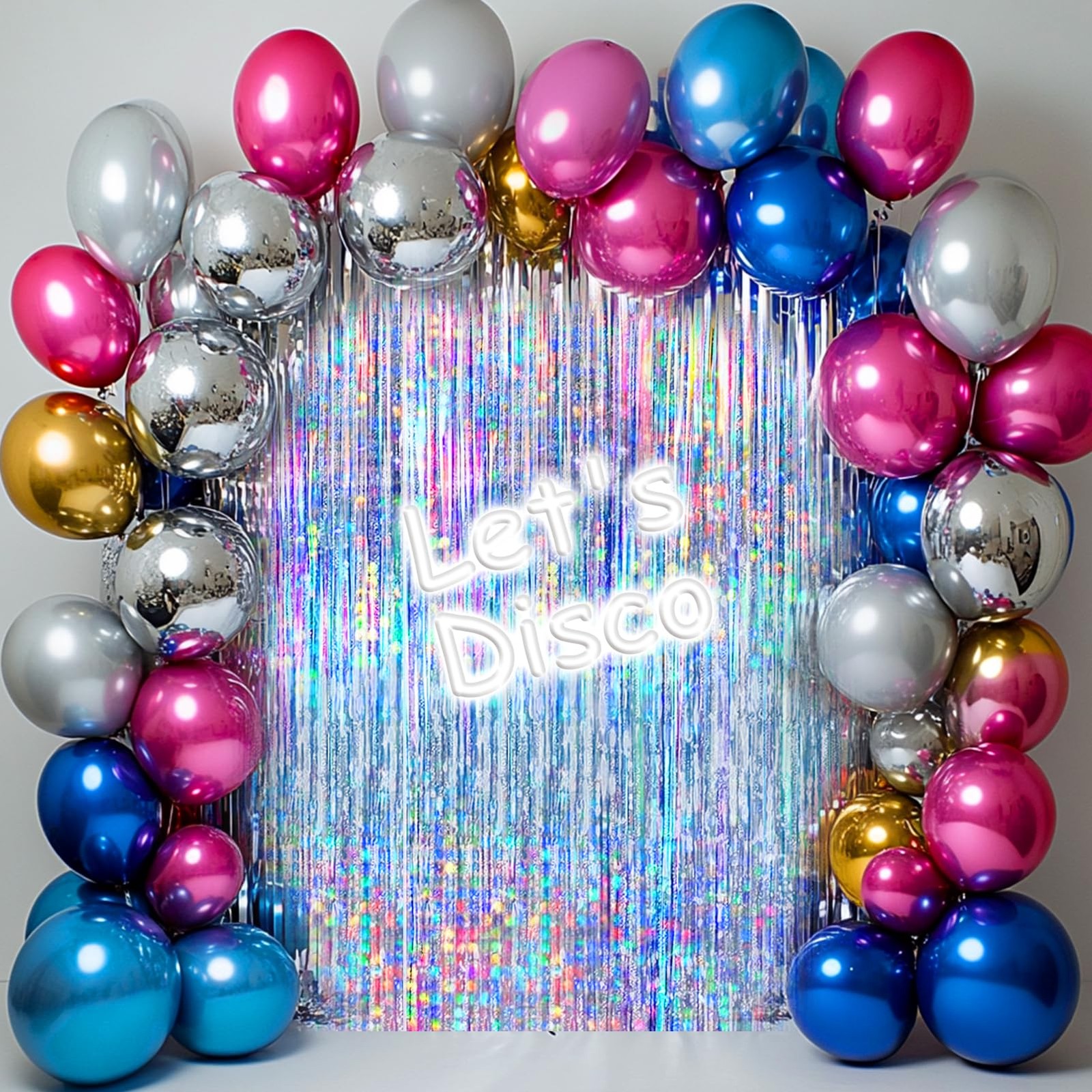 4 Packs Silver Foil Fringe Curtain, Glitter 3.25 ft x 6.58 ft,
