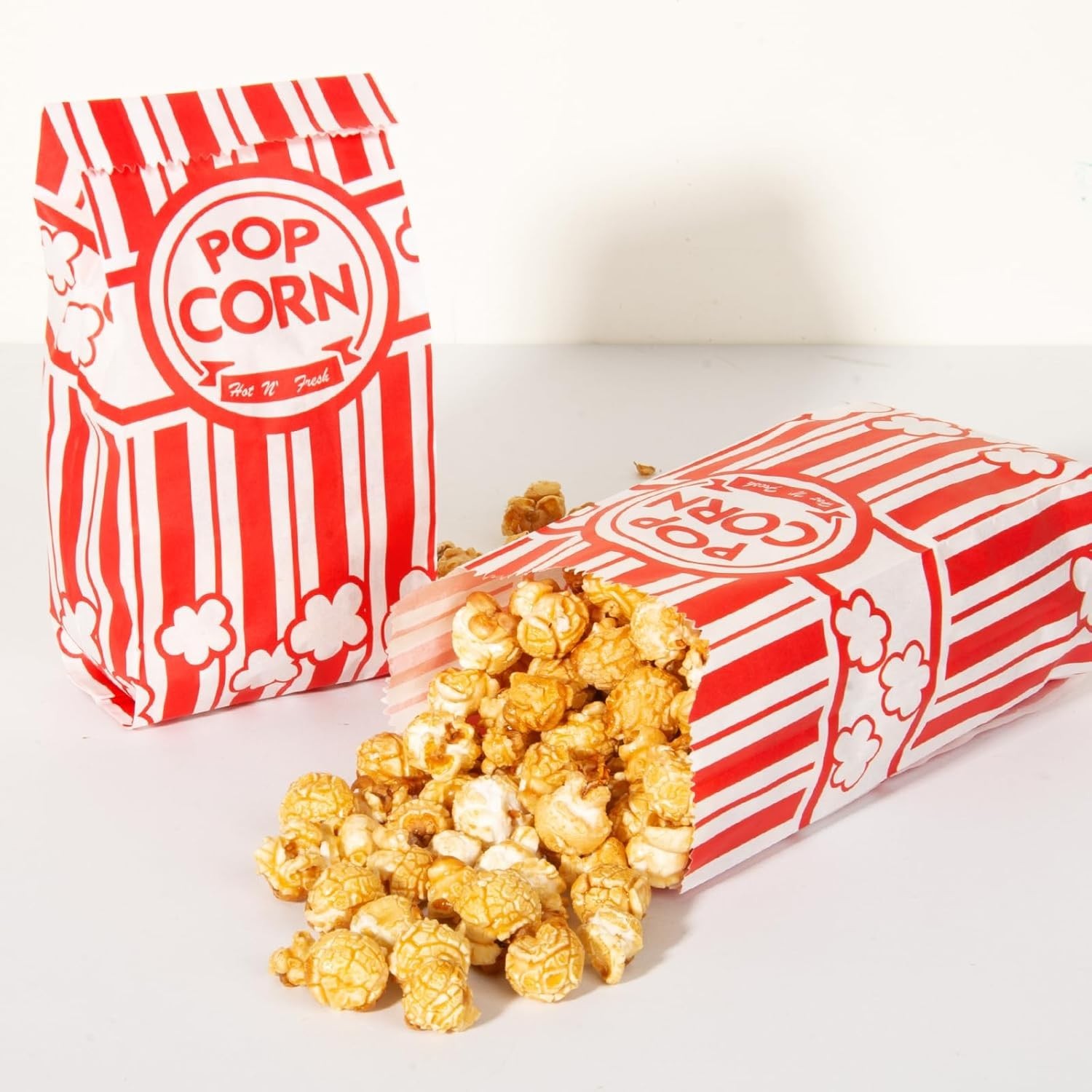500pcs Paper Popcorn Bags for Party, 1 Oz Small Vintage Individual Servings P…