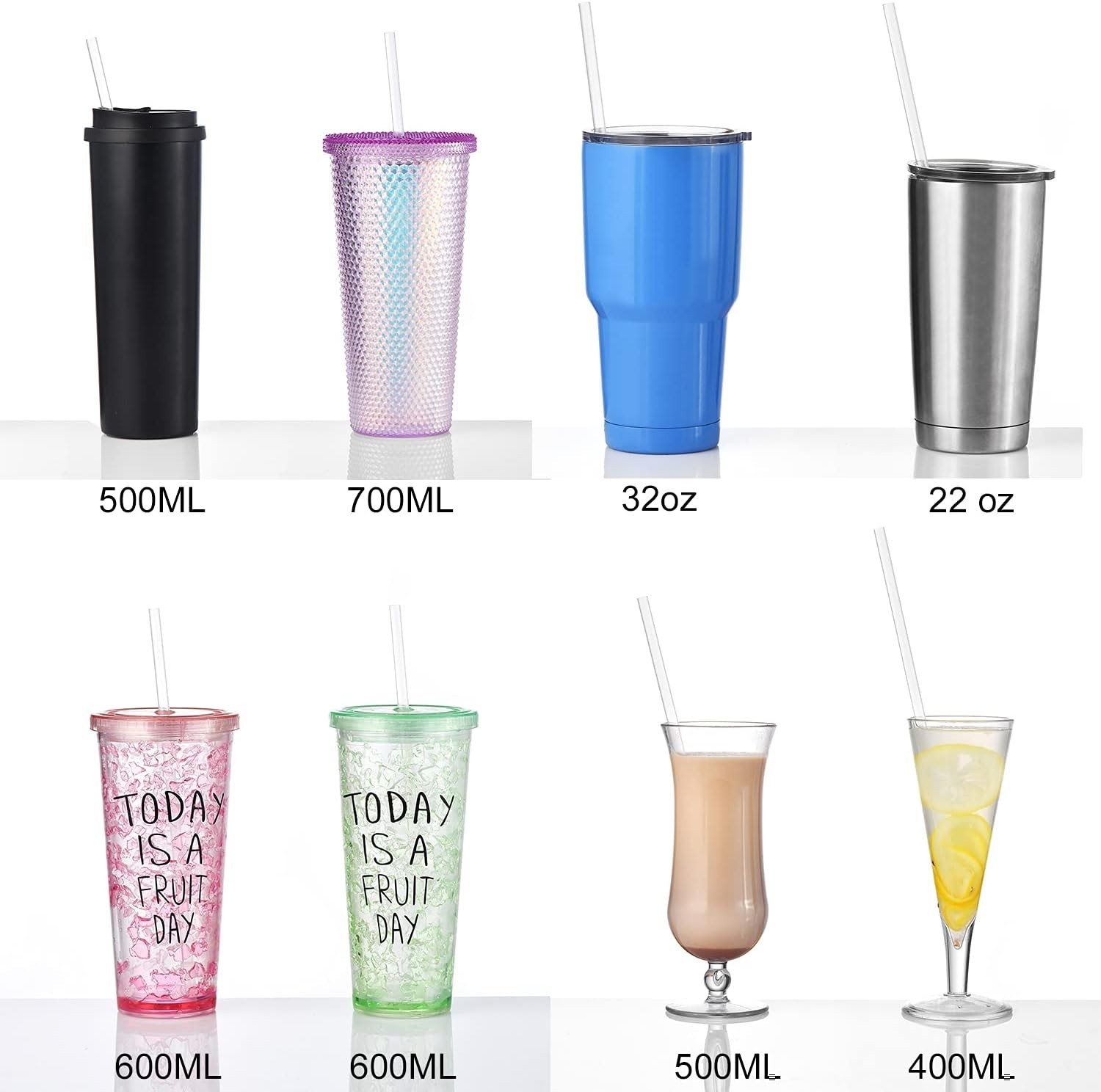 ALINK 12-Pack Reusable Plastic Clear Straws, 13 Inch Extra Long Tumbler Straws 1