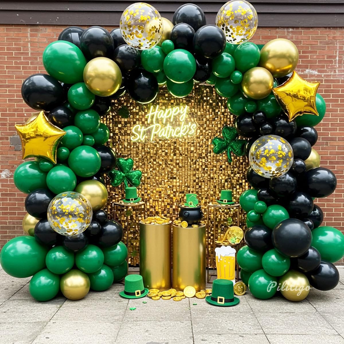 Double Dark Green Black Gold Balloon Arch Kit – 104Pcs Emerald Green Balloon …