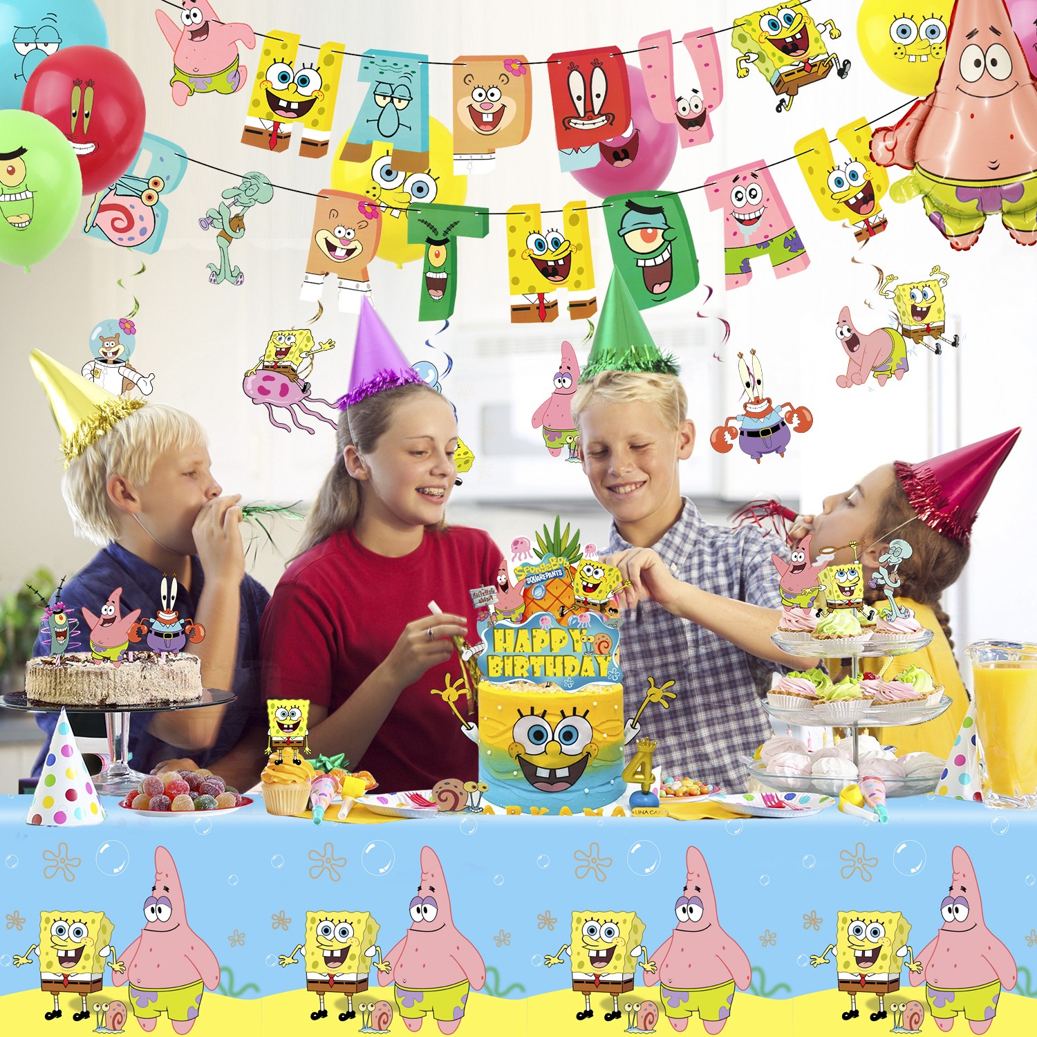 SpongeBob Party Decorations SpongeBob Birthday Supply Cake Topper Banner Balloon