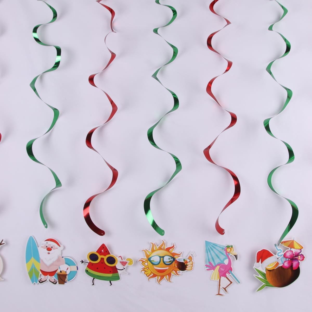 Glitter Christmas in July Bunting Banner with 8 Pieces Swirl Garlands Tropical C