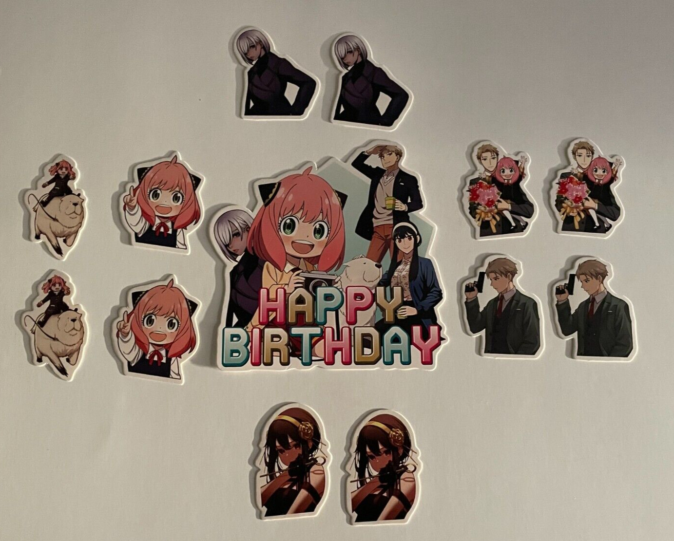 Spy X Family Anya Happy Birthday Banner & Cake Toppers Decoration New