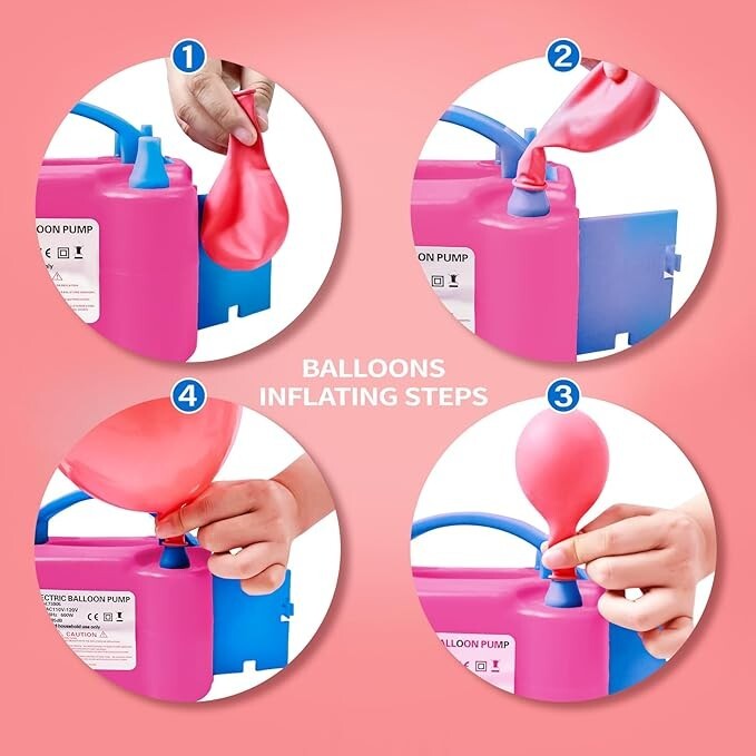Portable Electric Balloon Pump 2 Nozzle Air Blower Inflator Party w Ribbon FREE