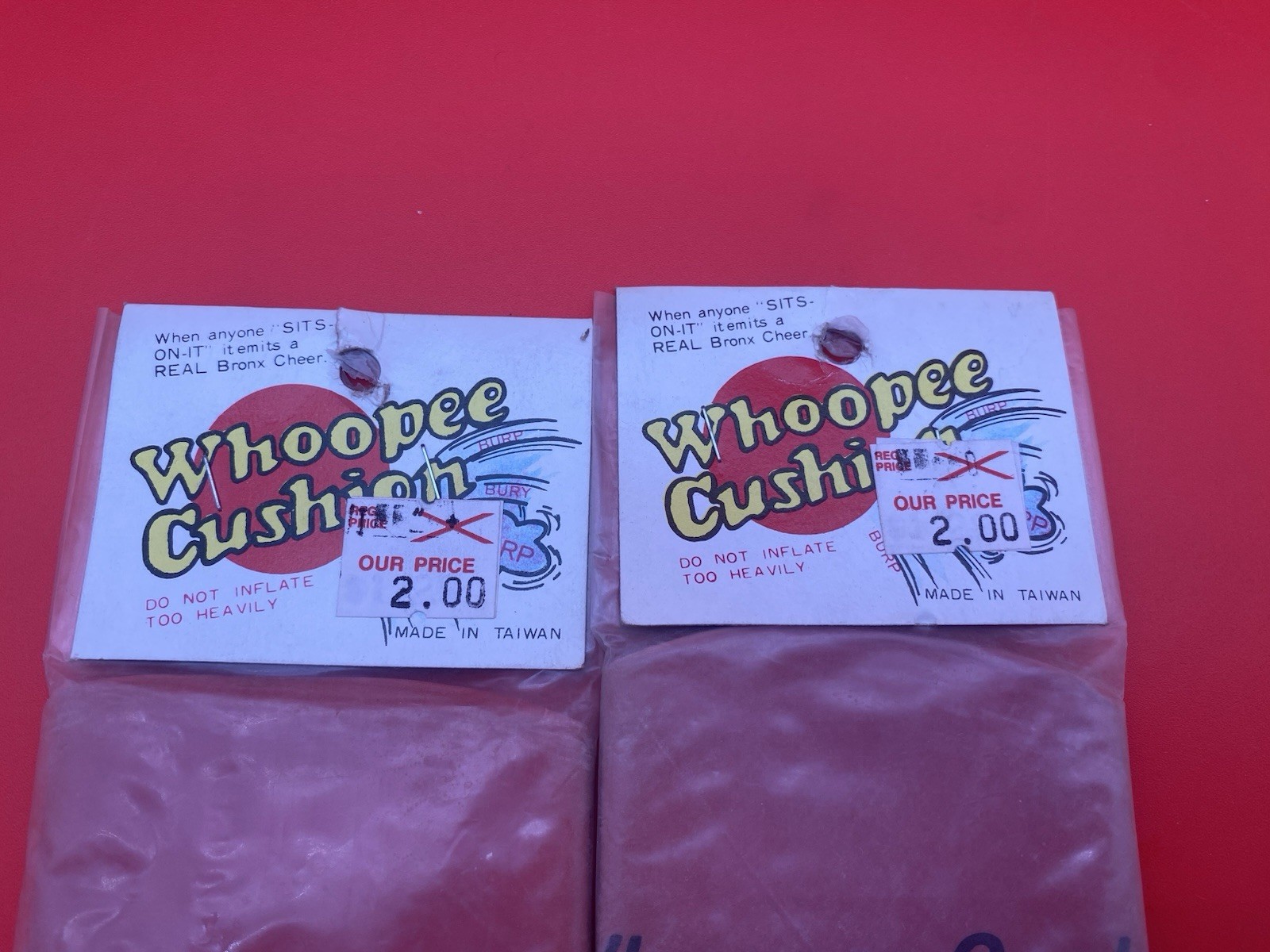 Whoopee Cushions Pair of Vintage Fart Noise Toys – Sealed – 1970’s New Old Stock