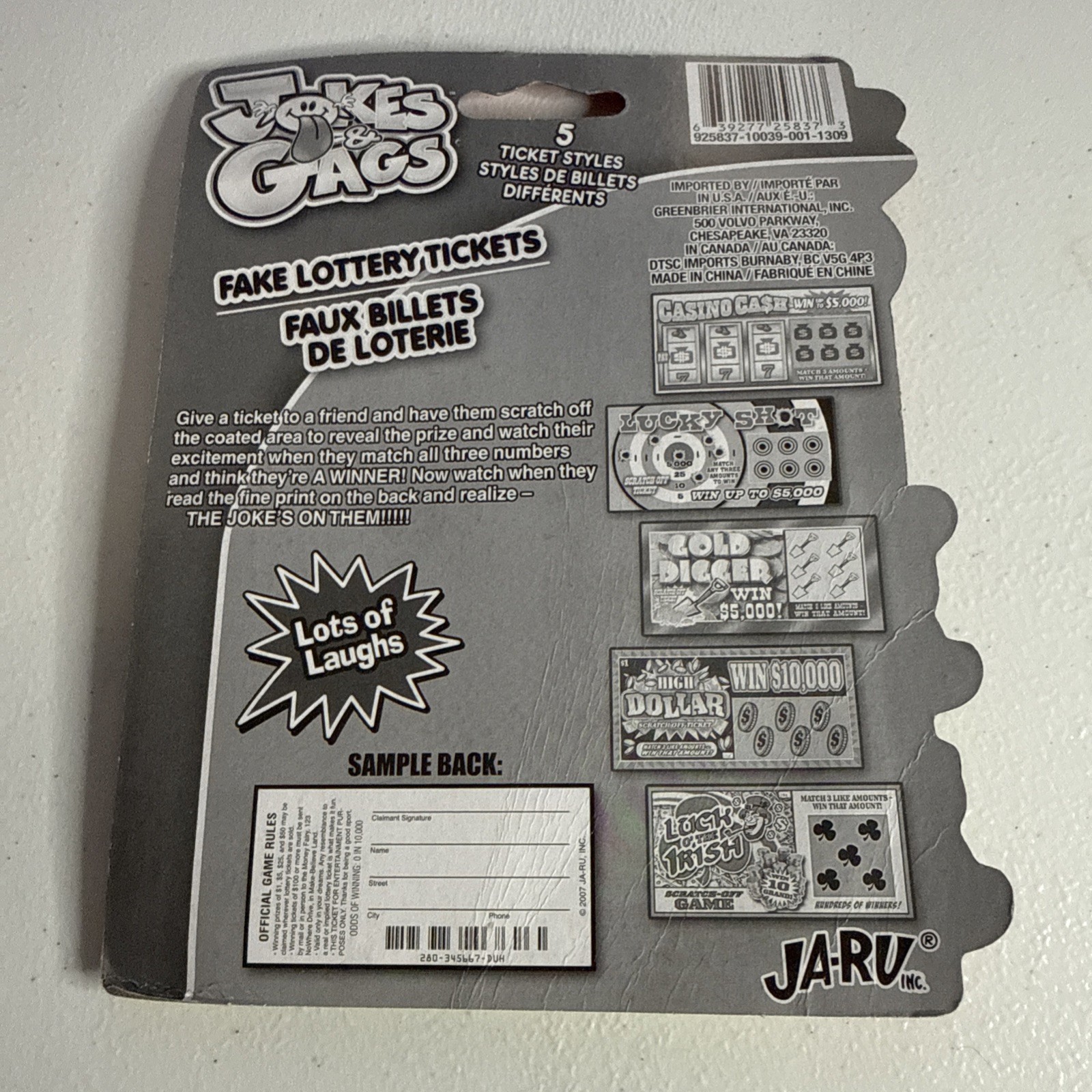 Fake Lottery Tickets Fake Scratch-Off Tickets | Gag Gift Prank | 5 Tickets #48