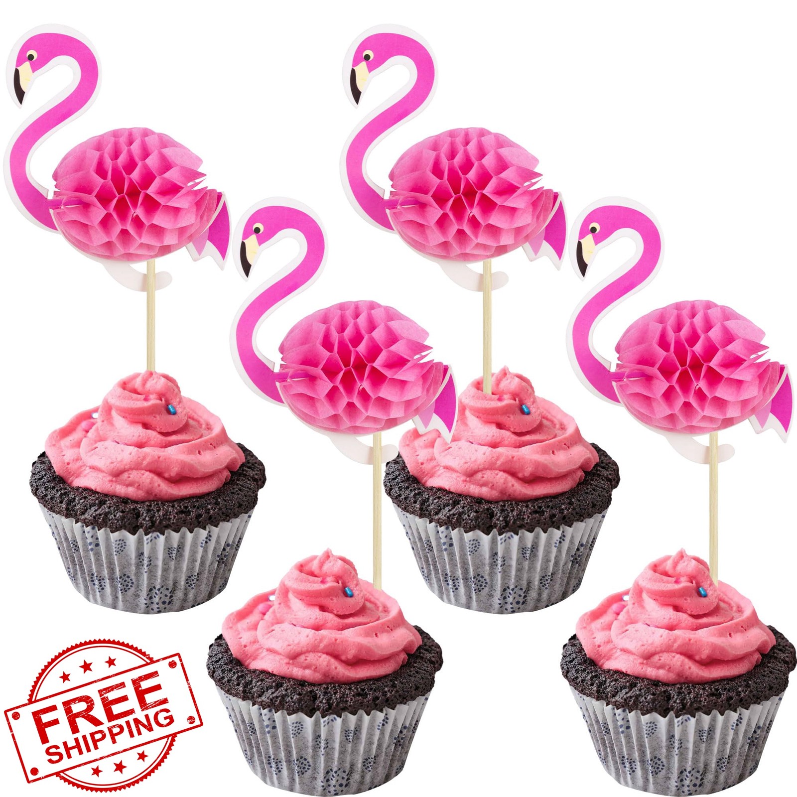 Ephlyn 3d Flamingo Cupcake Toppers