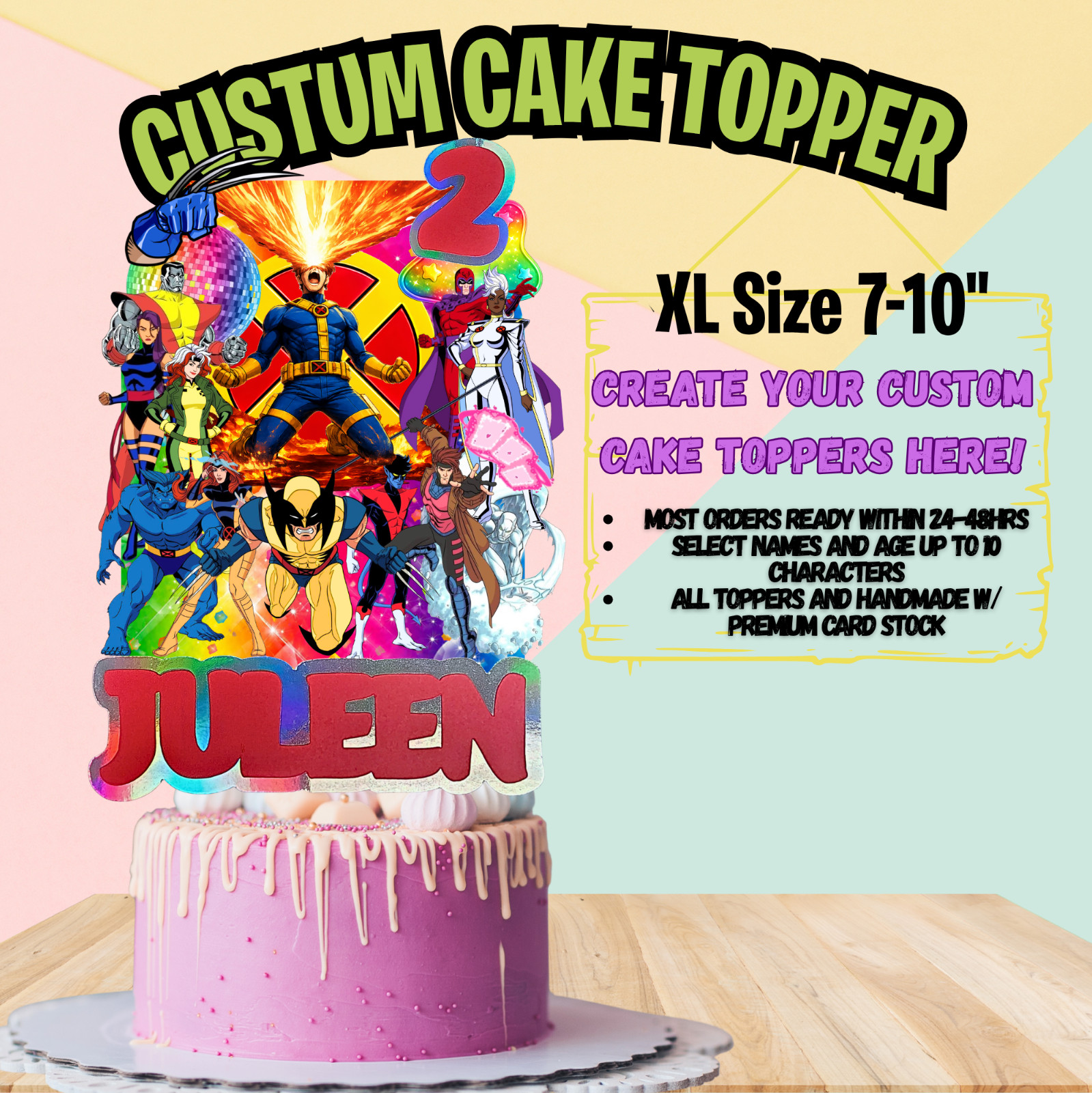 XMEN 97 wolverine cupcake topper birthday party supplies centerpiece decoration