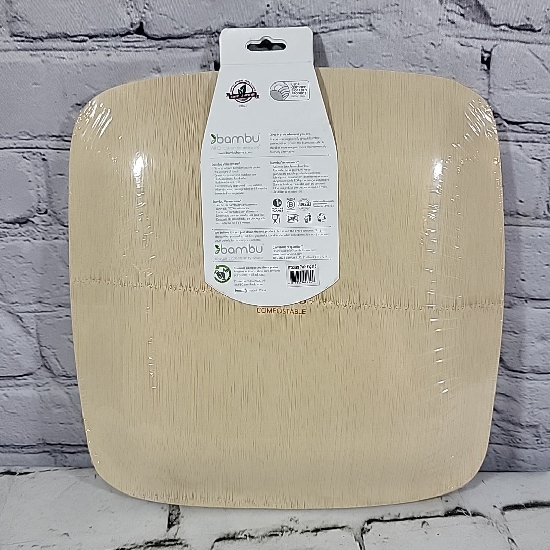 Bambu Bamboo Plates 11 Inch All Occasion Pack Of 8 Sealed
