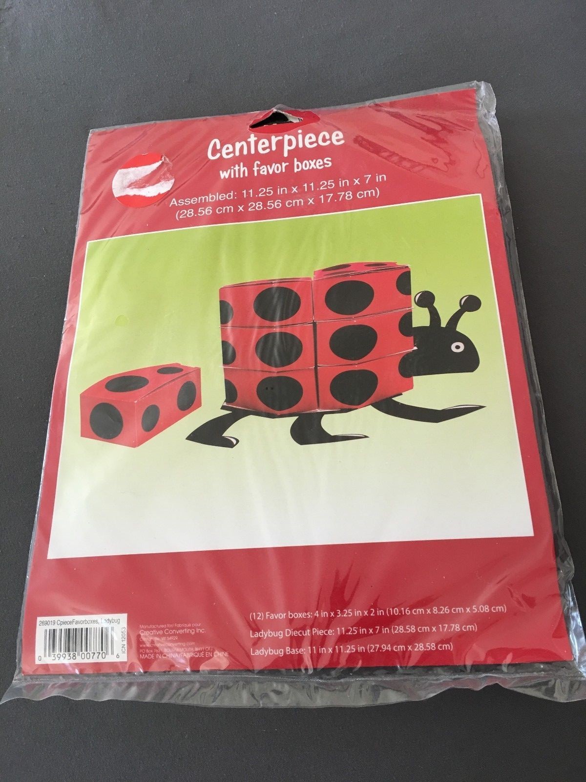 Ladybug party supplies Centerpiece with 12ct. favor boxes new Sealed