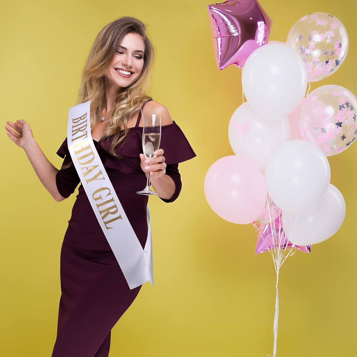 Weewooday 10 Pieces Birthday Squad Sash Set 9 Black and Gold Birthday Group Sash