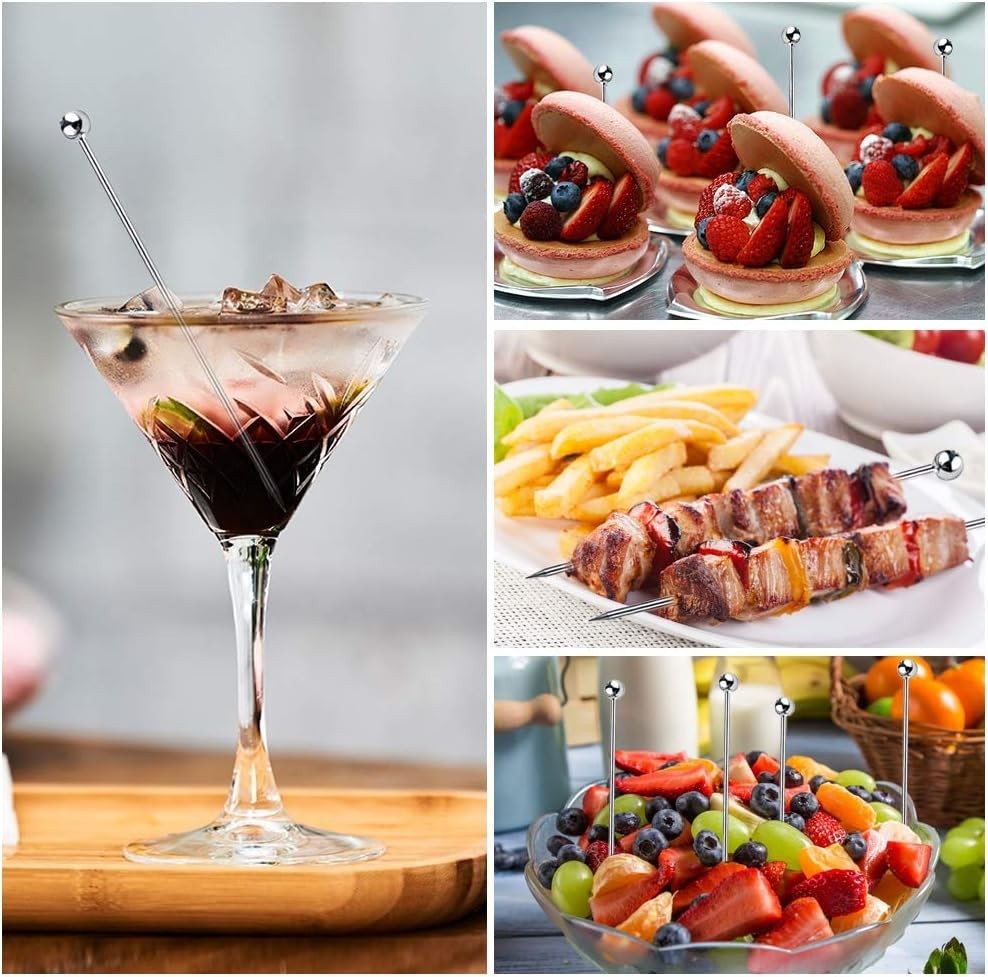 15PCS Cocktail Picks for Drinks, Stainless Steel Cocktail Toothpicks, Reusabl…