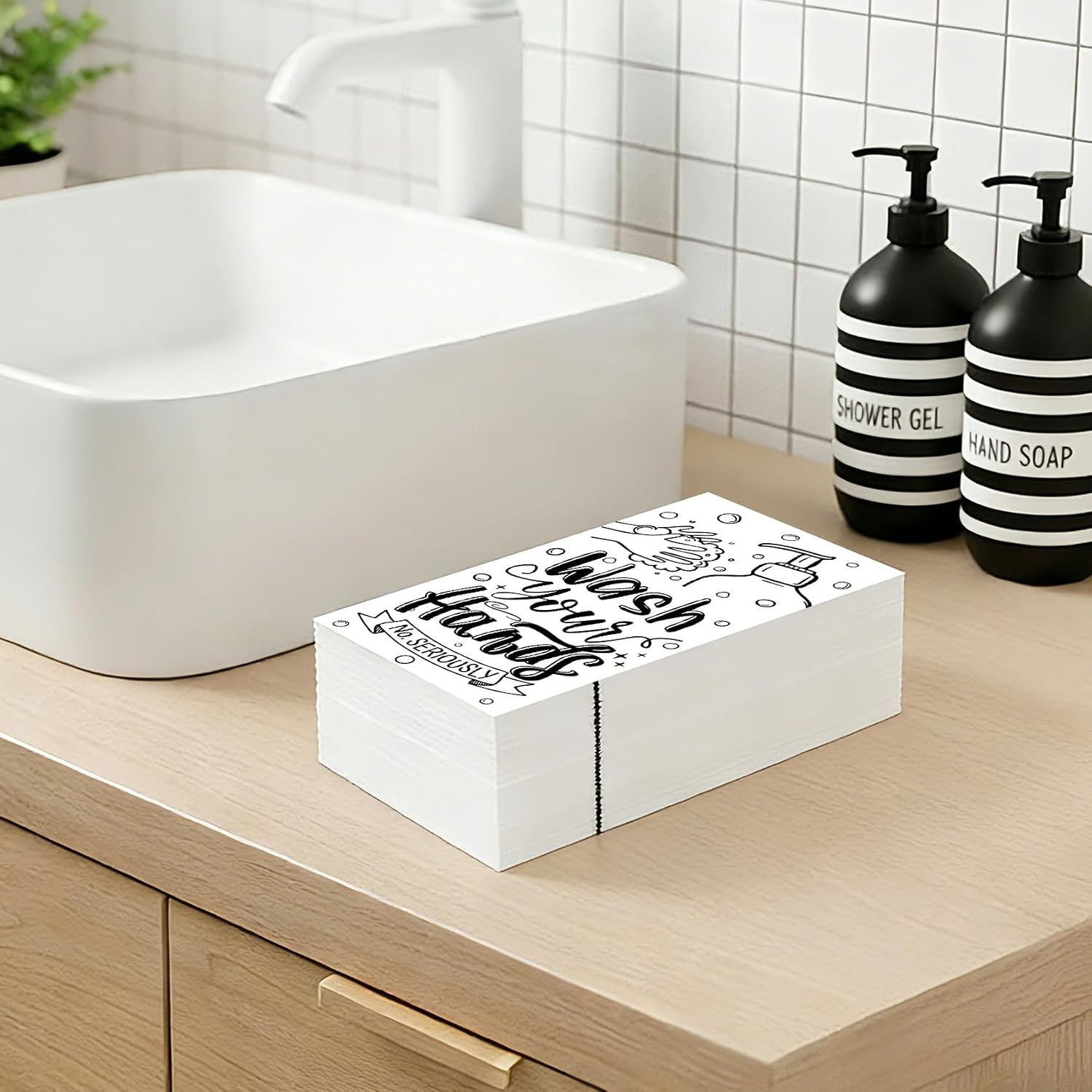 Disposable Hand Towels for Bathroom, 50 PCS Wash Your Hands Paper Napkins