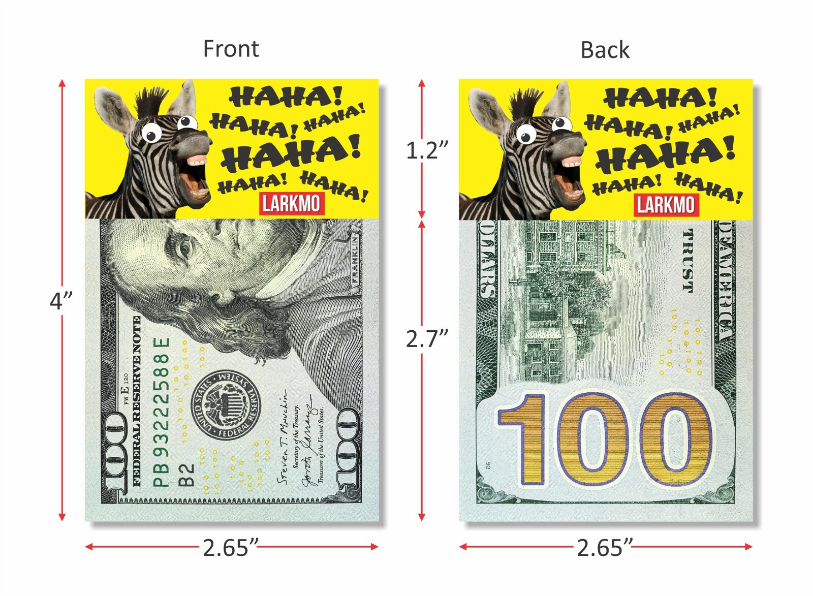 The Pranking Zebra Funny $100 Gag, One Hundred Dollar Bill Joke Office Prank