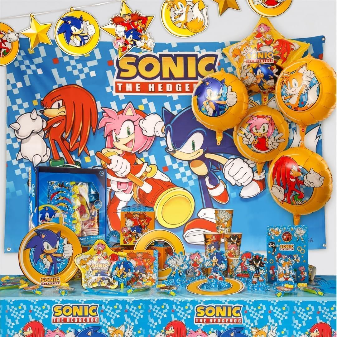 Sonic The Hedgehog Kids Party Theme in a Box Kit 137pcs Balloons Decorations