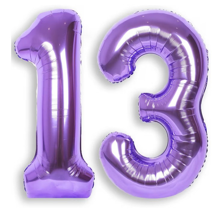 40″ Large Purple Foil Helium Balloon #13 Birthday Anniversary Reunion 31st Party