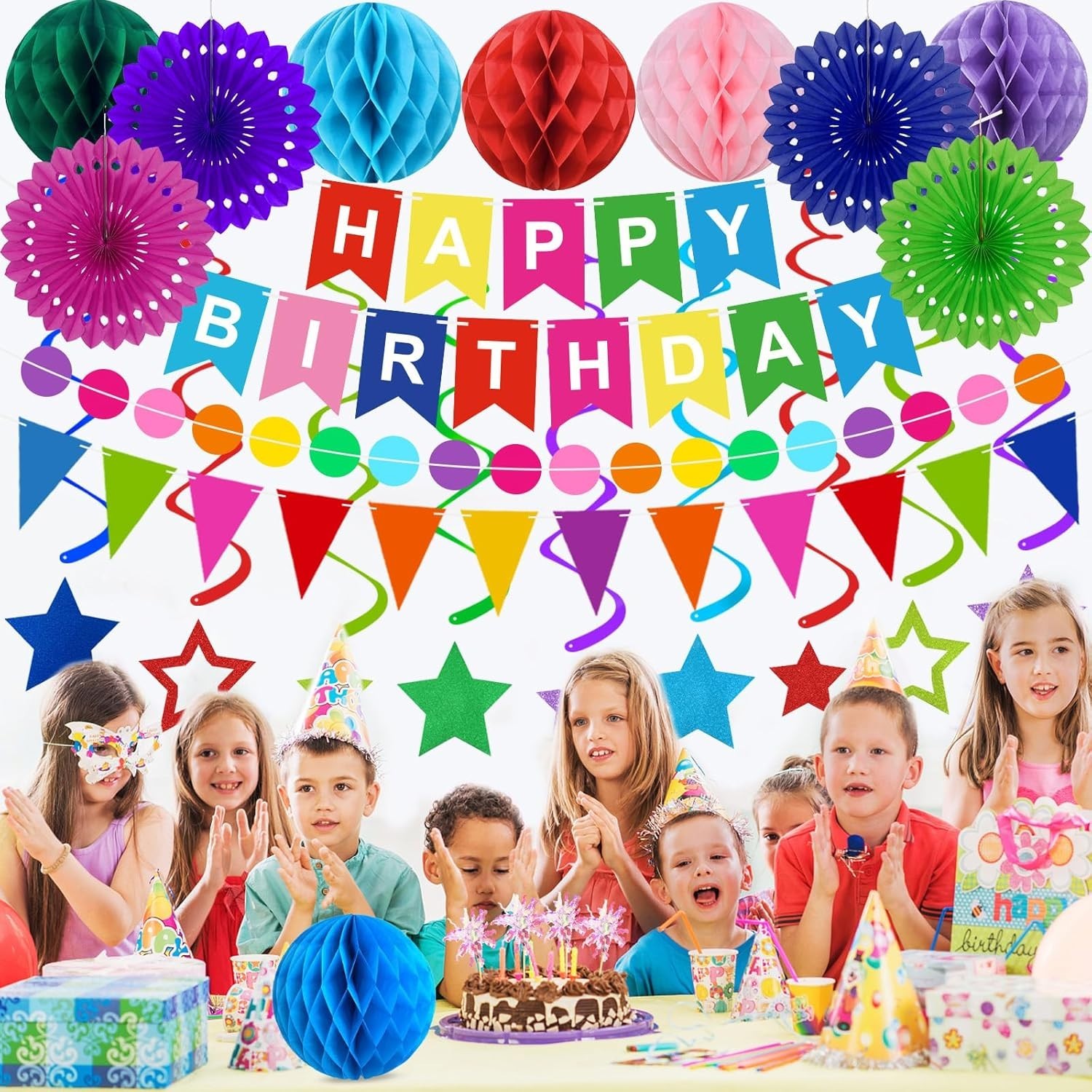 Birthday Decorations Colorful Happy Banner Paper Colorful,