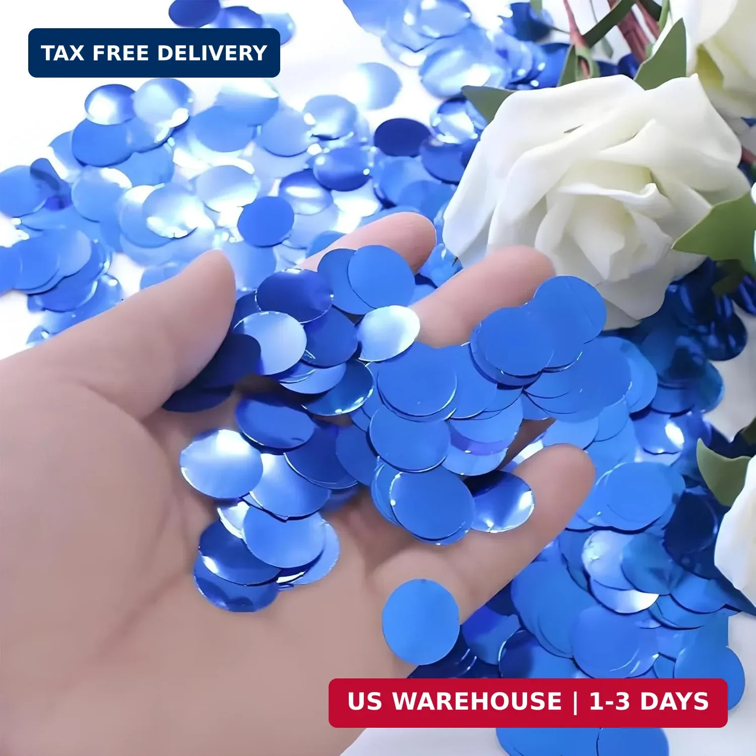 Blue Metallic Foil Confetti 8000 Pcs Shiny Round Table Confetti for Fill Balloon