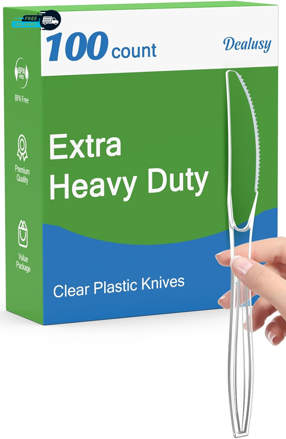 100 Count Extra Heavy Duty Clear Plastic Knives Disposable Bpa Free
