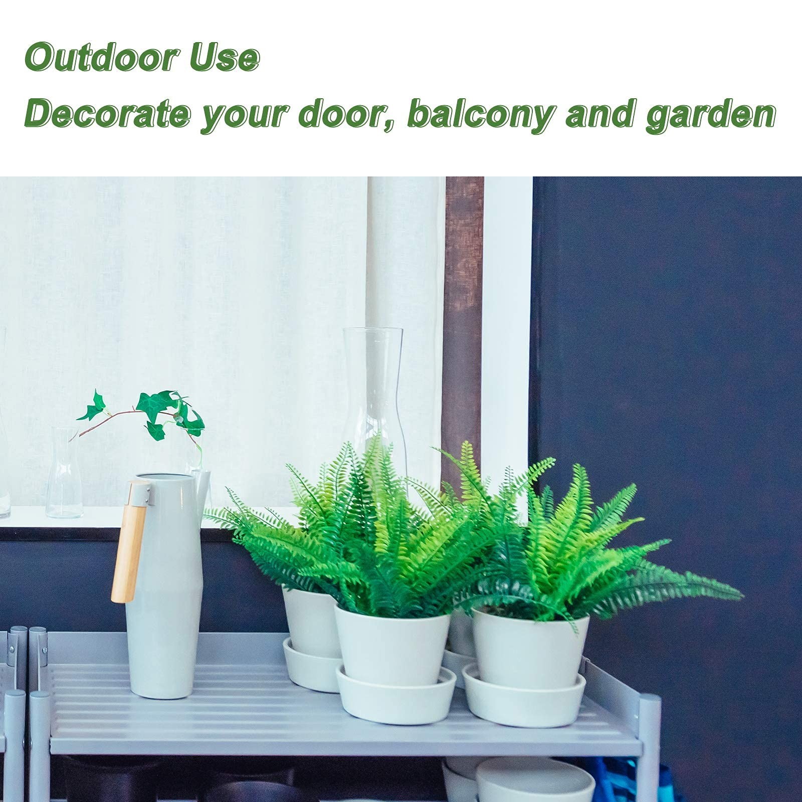 8 Pcs Fake Fern Outdoors – Ferns Artificial Plants for set of 8, 8