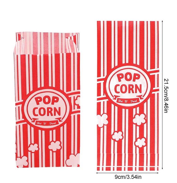 150Pcs Popcorn Paper Bags Retro Popcorn Bags for Party Snack Movie Night