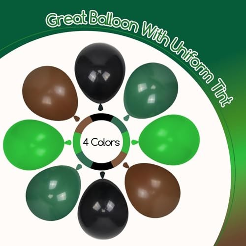 60pcs Green and Brown Balloons 12inch with Brown Black Dark Green Brown Black