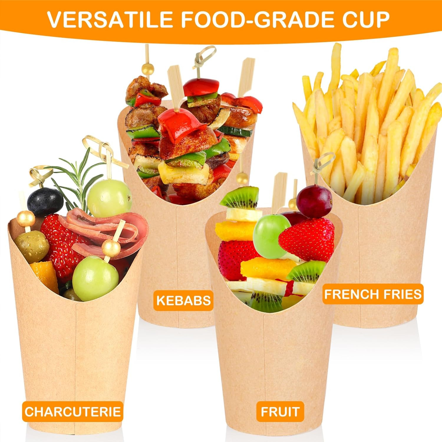 500PCS Charcuterie Cups with Sticks, 80 Cups+320 Picks+100 Labels, Brown