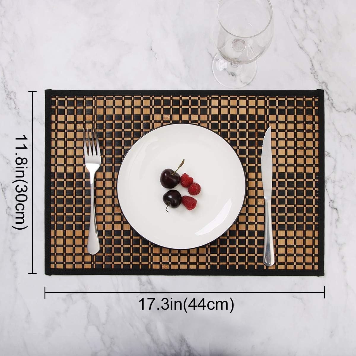 Bamboo Placemats for Dining Table, Set of 11.5*17.5inch, Black