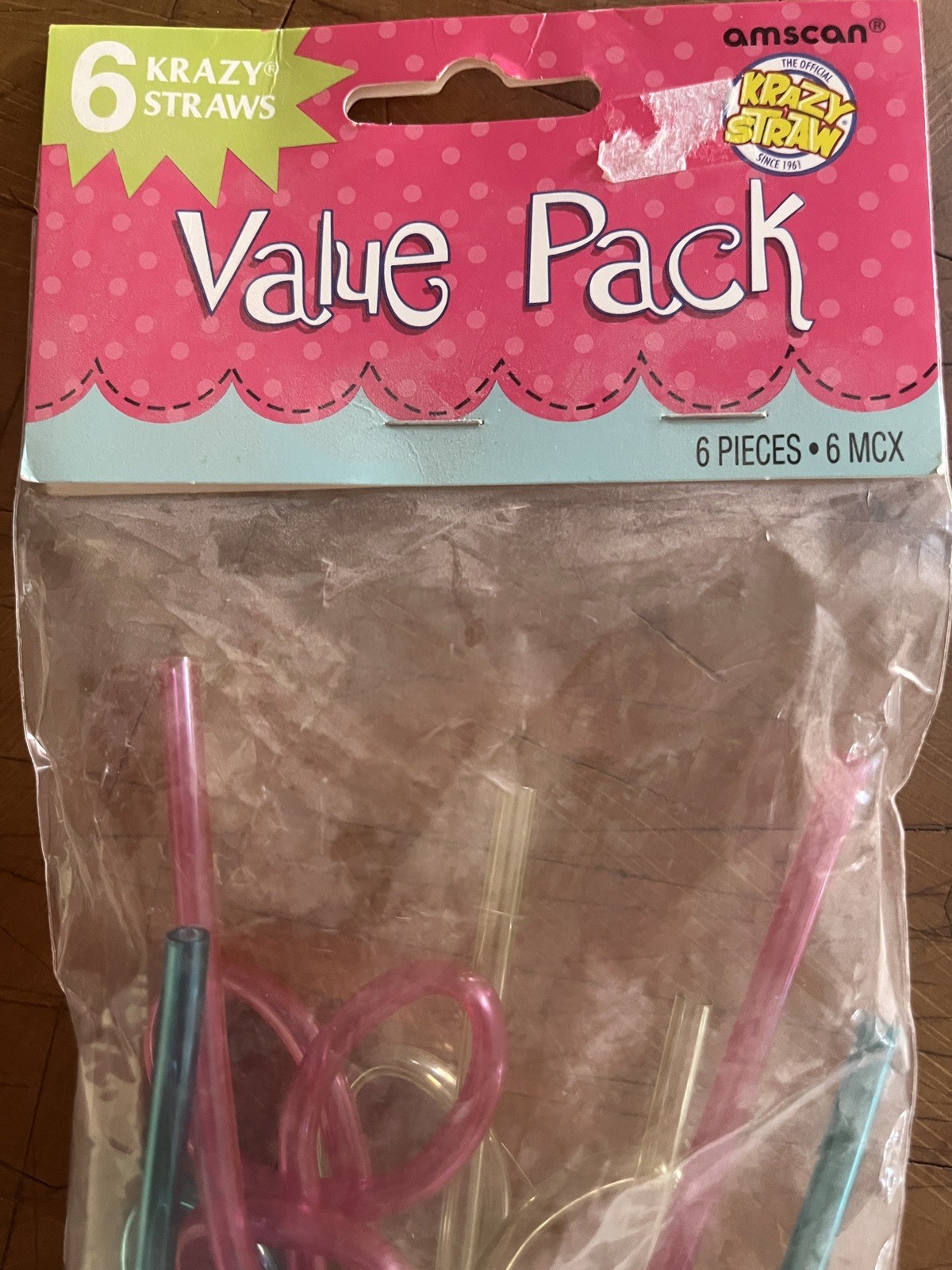 Krazy Straws Party Straw Vintage Retro Party Favors Fun-Time 90’s pack of 6