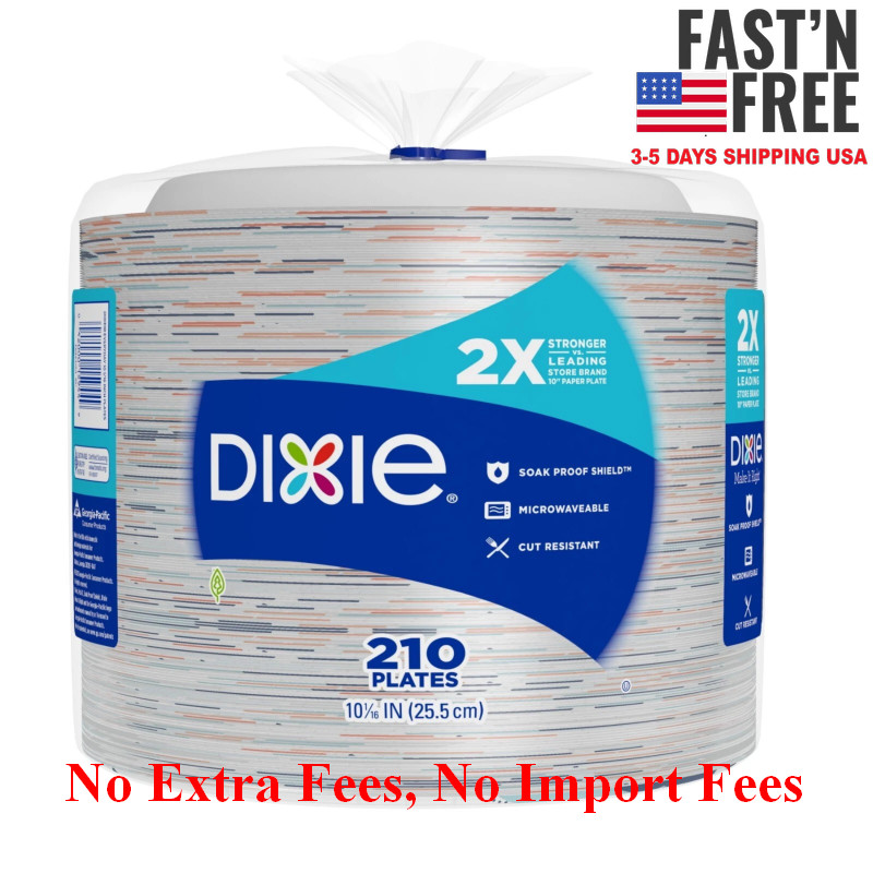 2 Pack Dixie Disposable Paper Plates, 10″, 2X Stronger*, Multi-Color, 210 Count