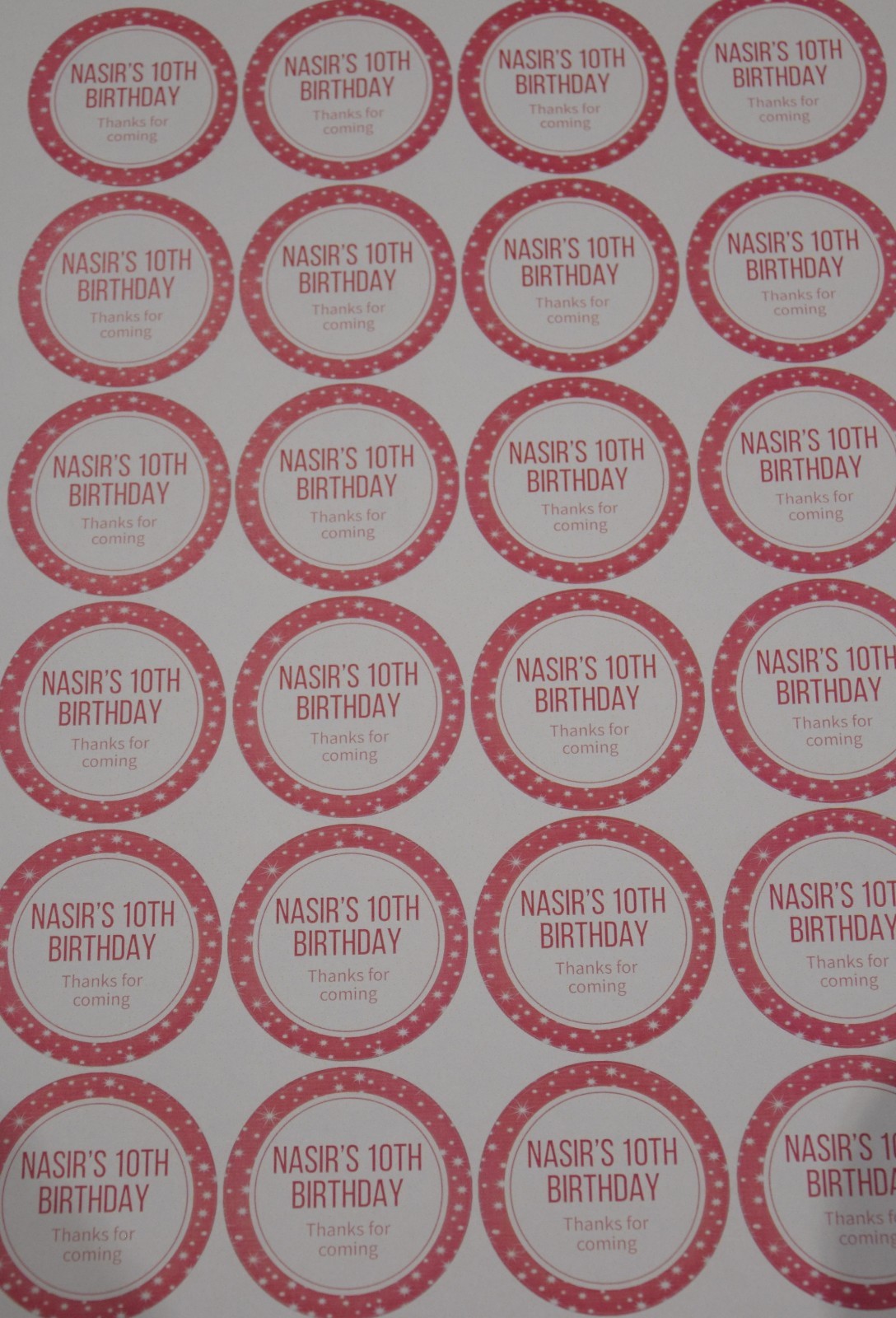 Sheet of Personalised Any Occasion Stickers Sweet Cones Party Gloss Matte