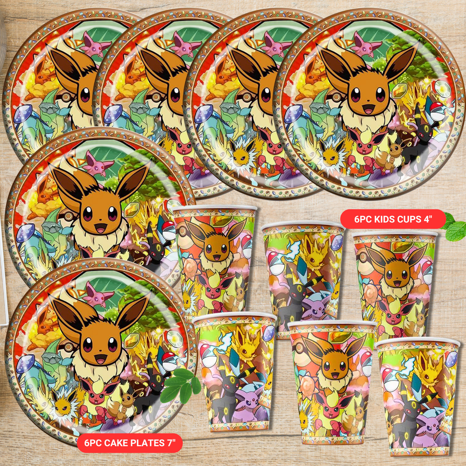 POKEMON PARTY SUPPLIES BIRTHDAY DECORATION BALLOON TABLEWARE SWIRL PLATE CUP