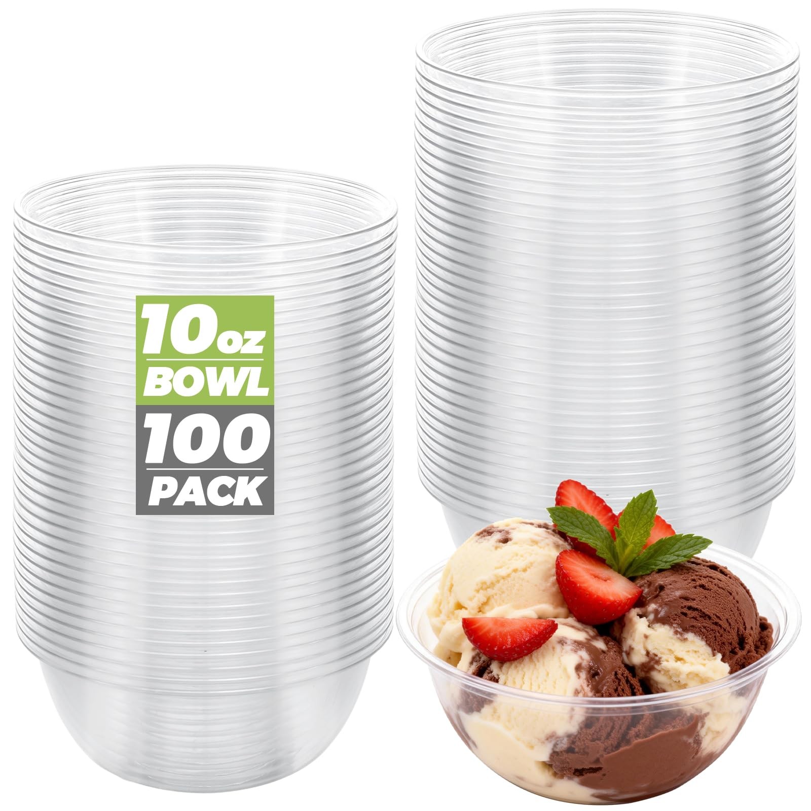 100 Pack Clear Plastic Bowls 10 OZ Clear Plastic salad bowls disposable Hard …