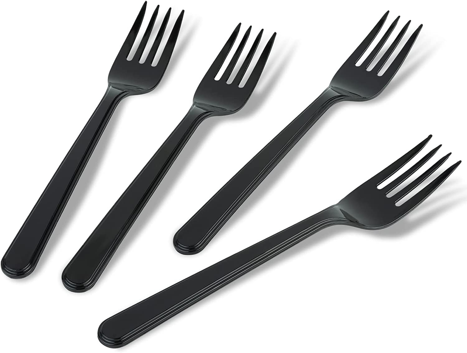 50 Pack Heavy Weight Plastic Forks Black Disposable Forks