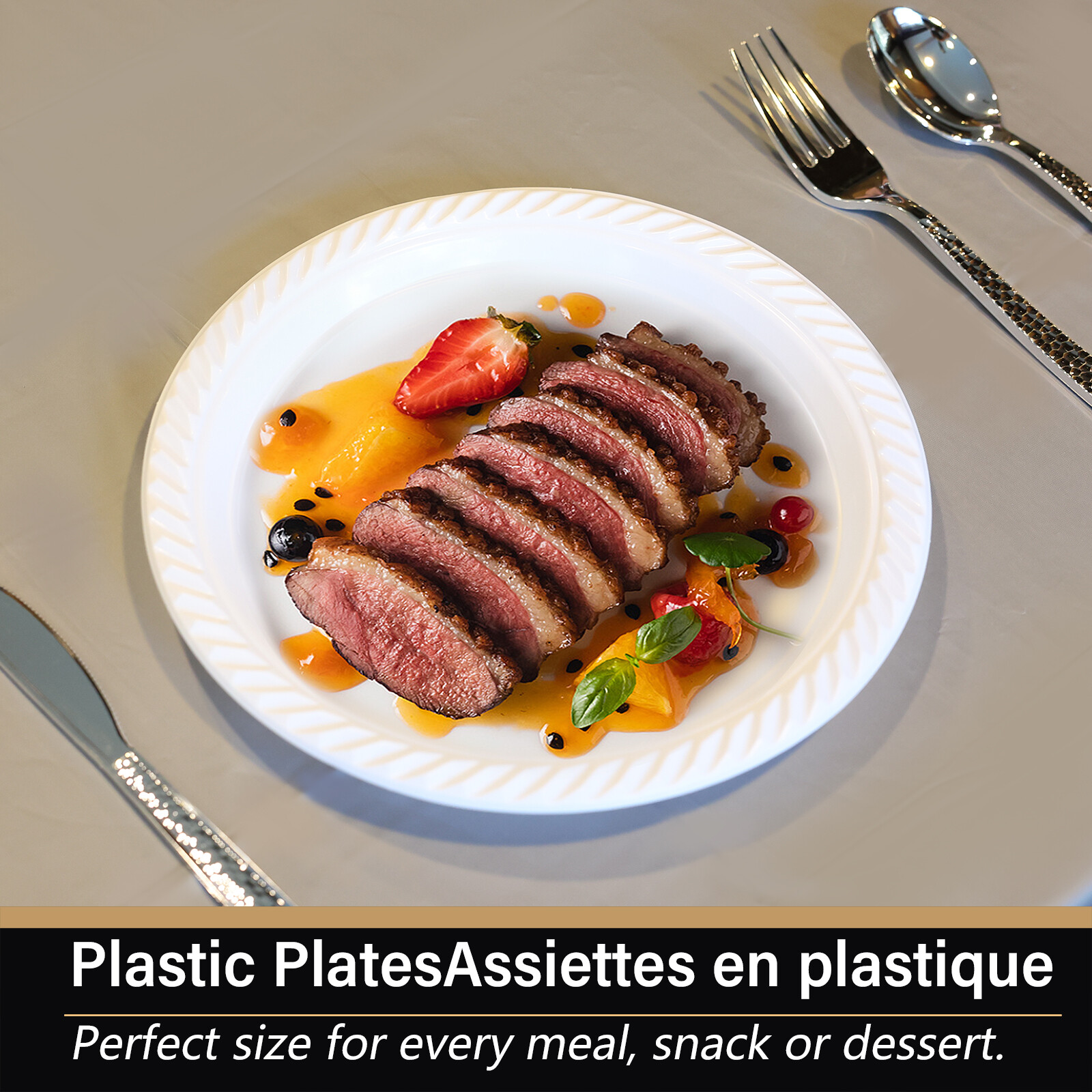 Disposable White Plastic Plates 7″ 9″ 10″Party Dinner Plates Heavy Duty BPA-Free