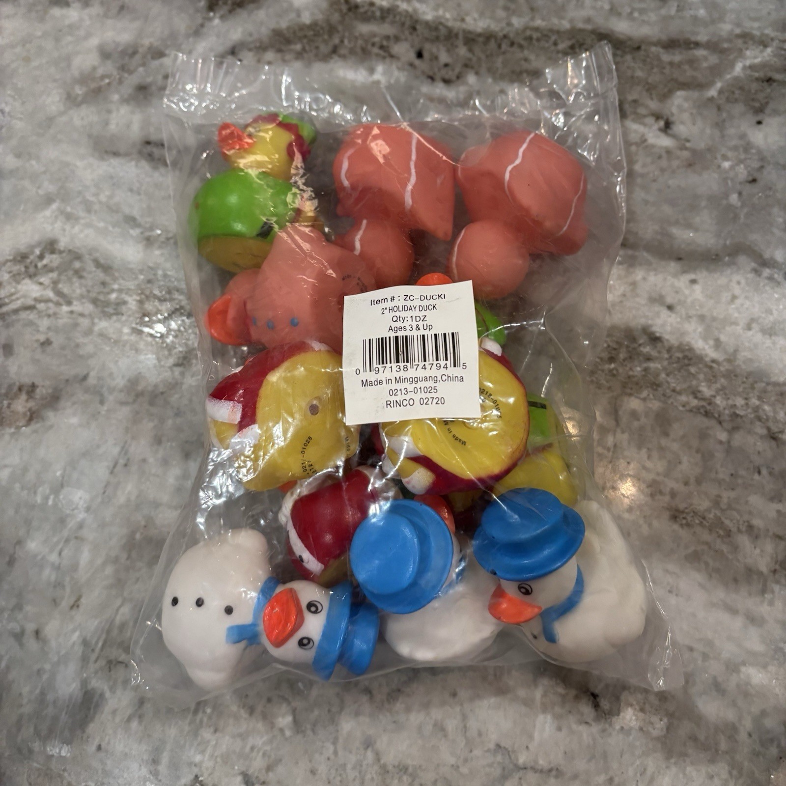 12pk Christmas Holiday Rubber Ducks 2″ Toy Duckies Kids Bath Gift Set