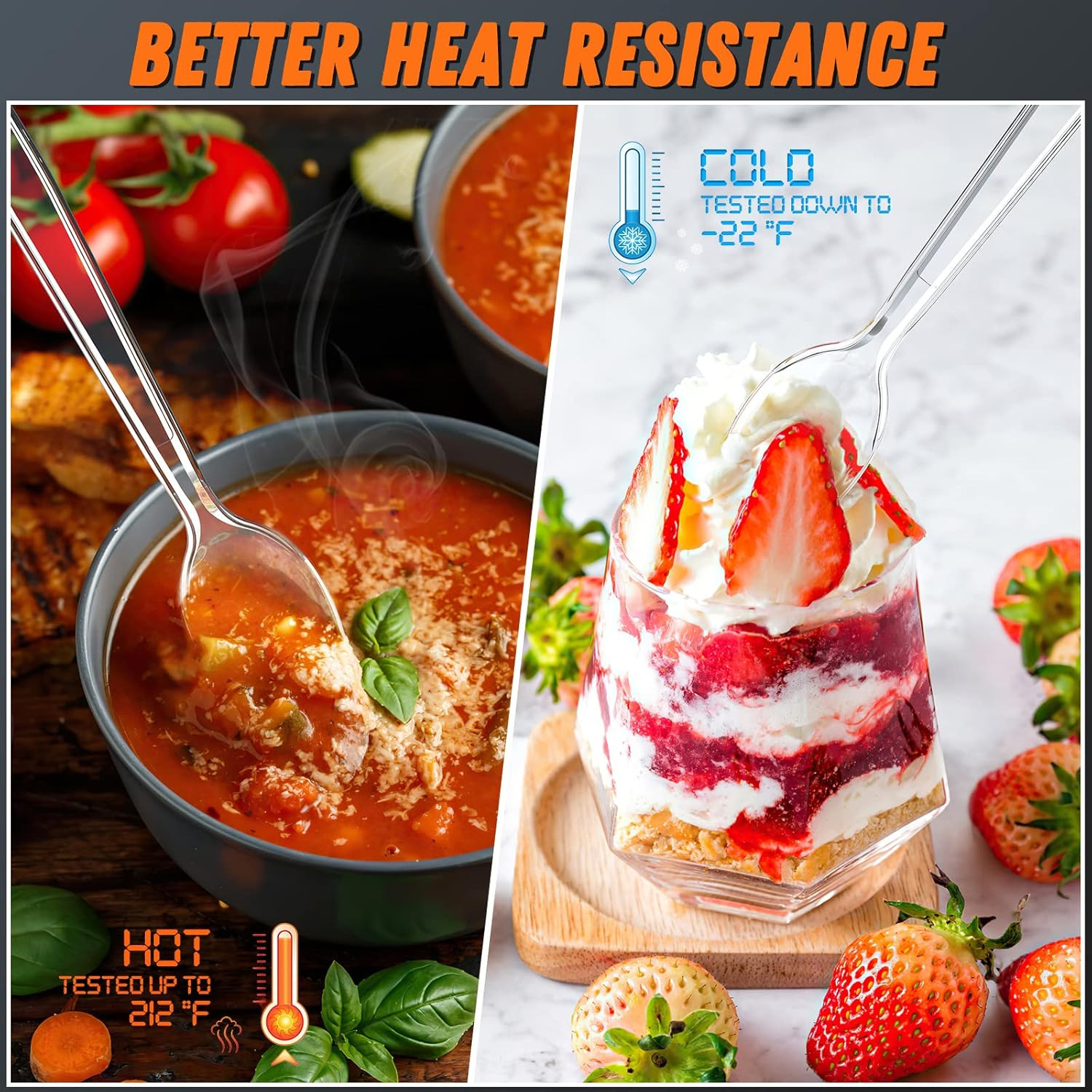 6.8″ Clear Plastic Spoons Heavy Duty with Heat Resistant & BPA Free, Solid and D