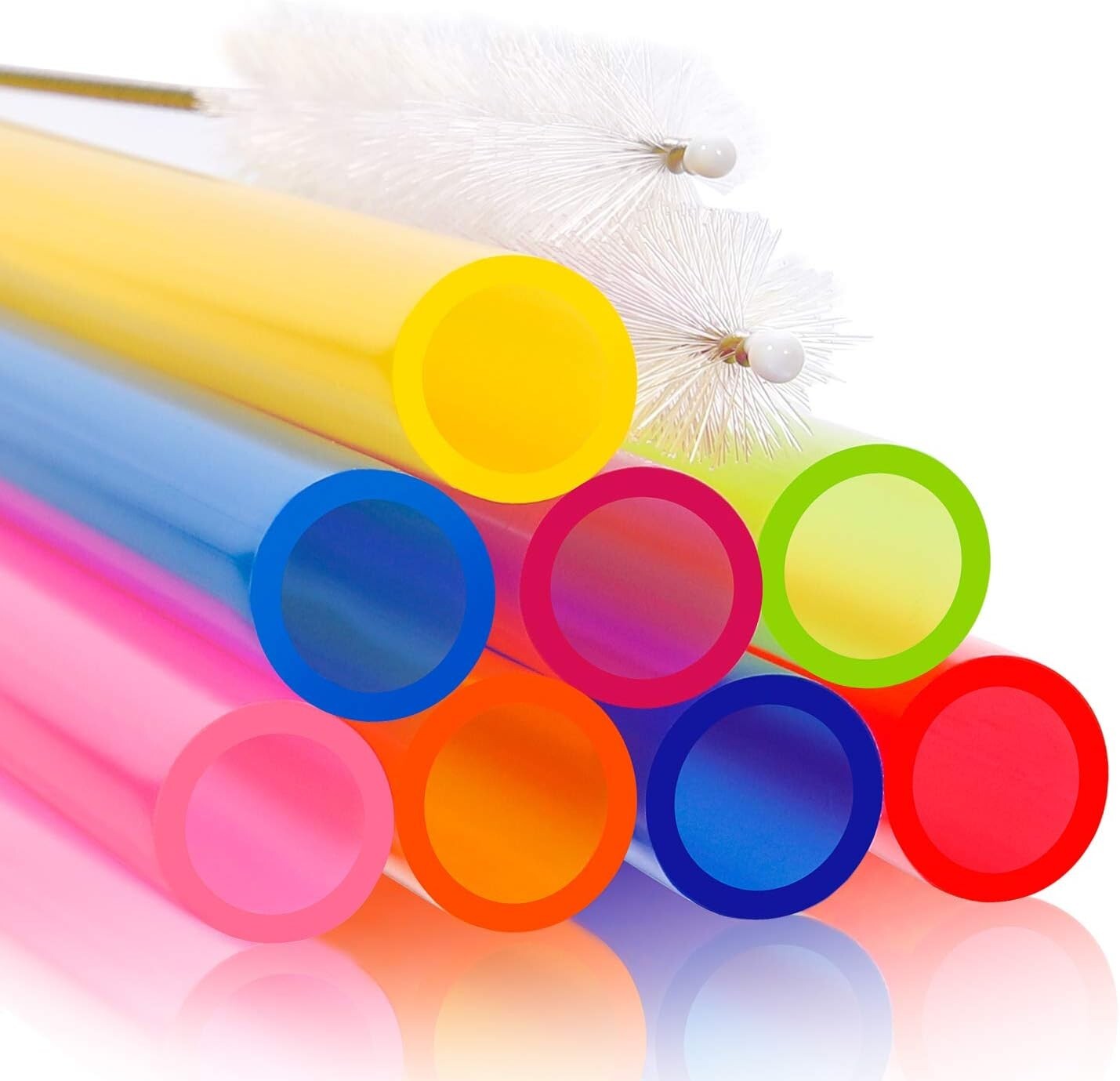 Jumbo Reusable Smoothie Straws Extra Wide Drinking Straw for Milkshake Bobba Tea