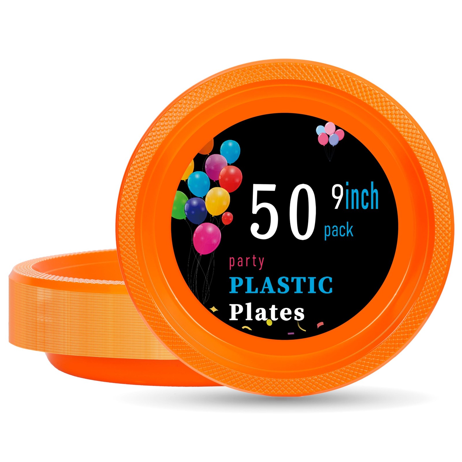 Orange Plastic Plates 9 Inch 50 Count Disposable Plate Thanksgiving Plates fo…