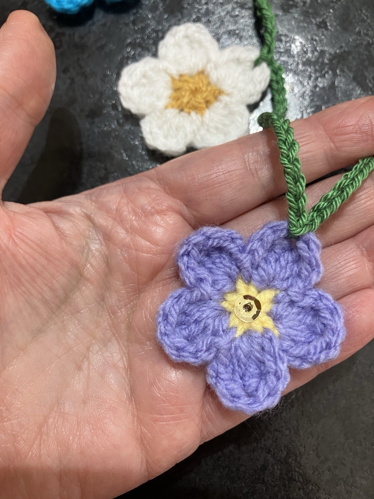 🌸Hand Crochet Sequins Window Flowers Bunting Caravan SUMMER Camper Gift