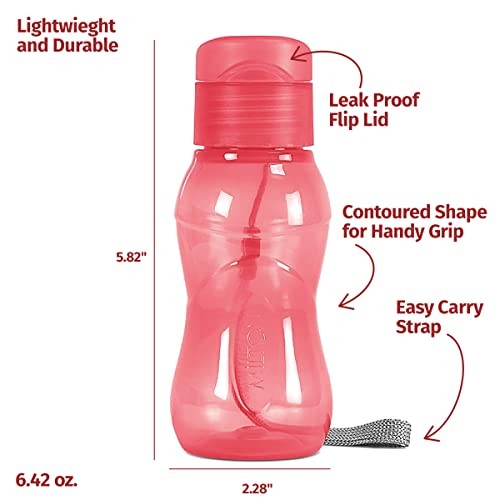 4 pack 6 oz Kids Water Bottle for School Leak Free Flip Red/Pink/Black/Purple