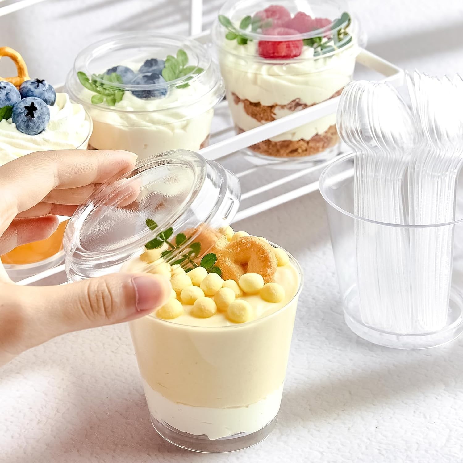 Mini Dessert Cups with Lids and Spoons 6oz Pack of 150 Serving Cups for Parties