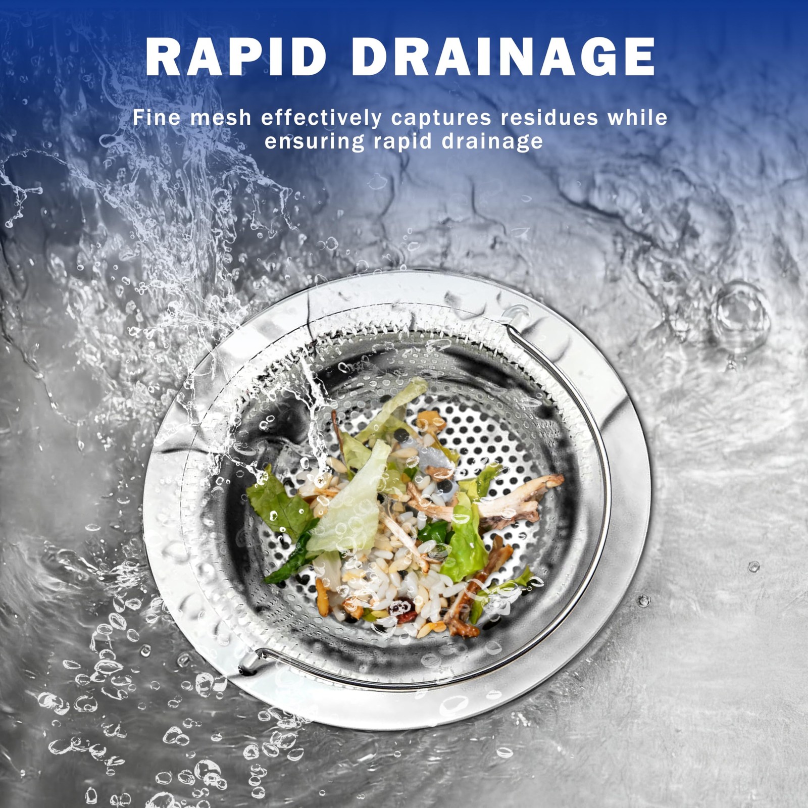 2 Pack Kitchen Sink Drain Strainer with Handle, Universal Stainless Steel Food C