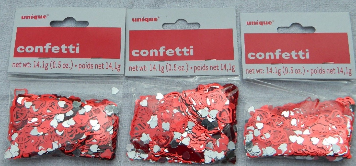 Unique 0.5oz (14.1g) Hearts Foil Confetti – Choice of 1, 3, 6, or 12 Packs – NIP
