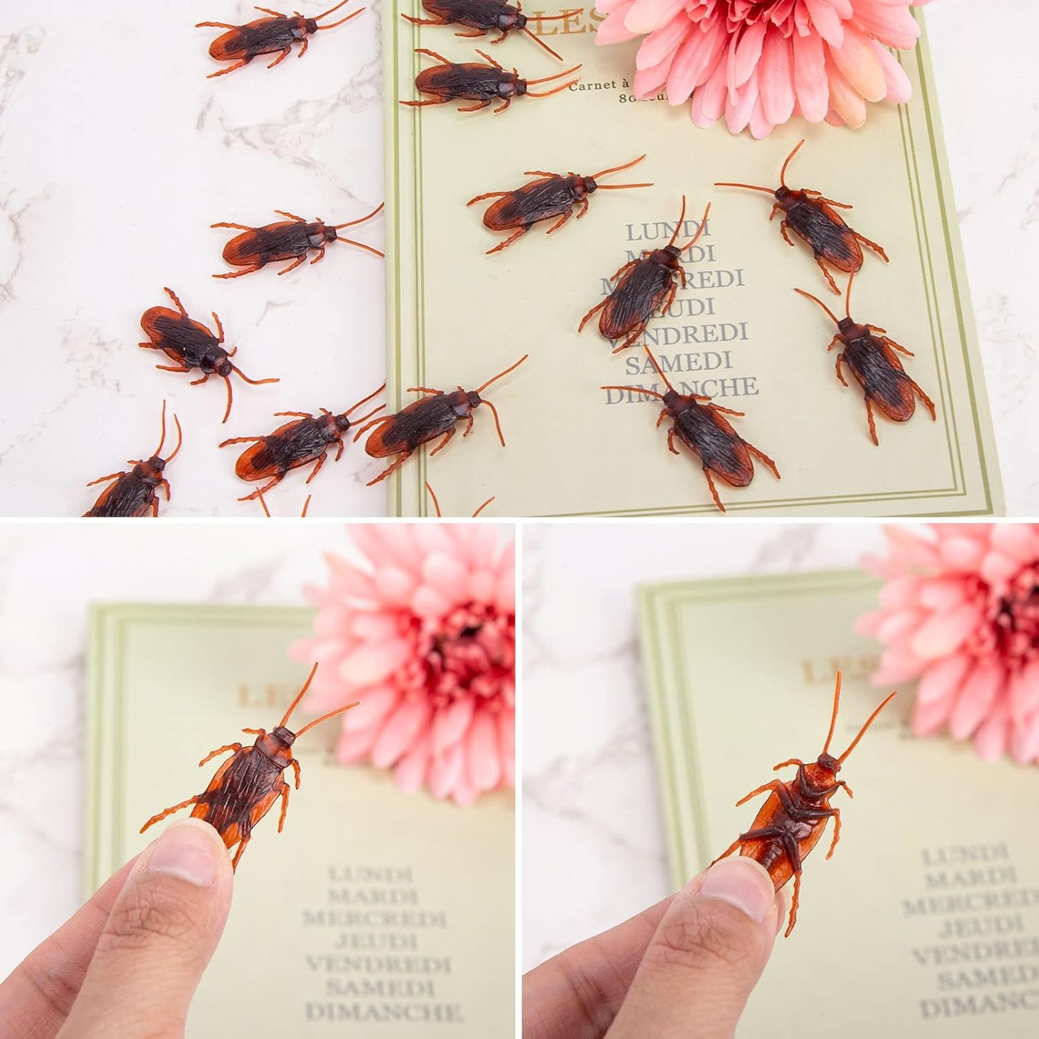 150PCS Fake Cockroaches Plastic Prank Joke Toys Creepy Party Decor