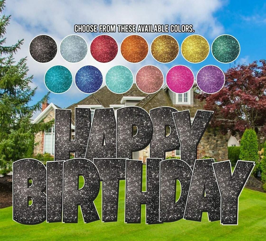 24″ Happy Birthday Quick Set Yard Sign Letters | 5pc Outdoor Lawn Decorations