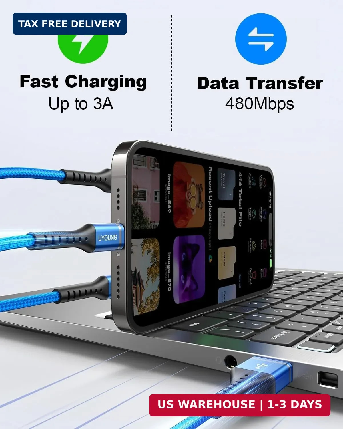 Multi Charging Cable 2Pack 10FT, 3 in 1 Charger Cable Braided Universal Long Pho