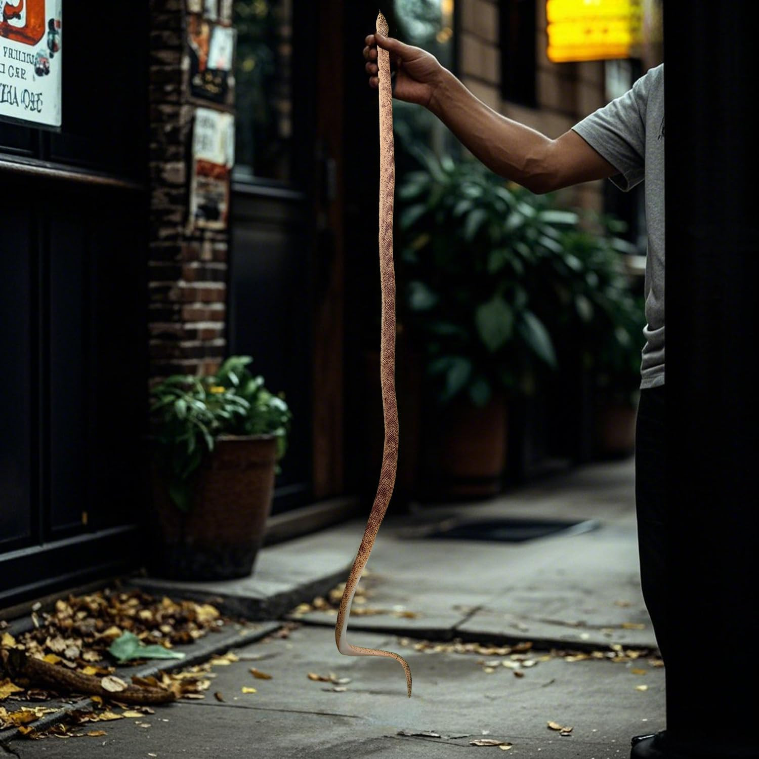 53″ Rubber Snake Realistic Fake Snakes Prank Toy to Keep Birds Away Scare